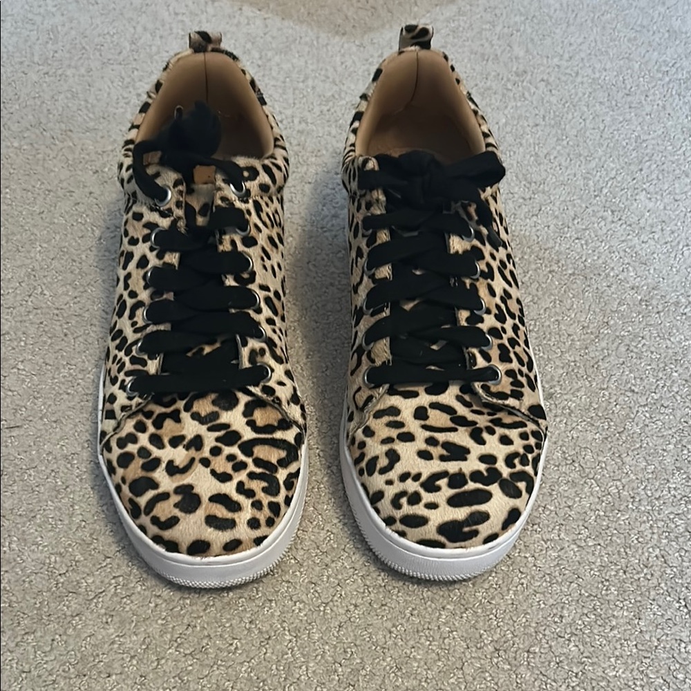 Halogen Leopard Print Sneakers with Black Accents